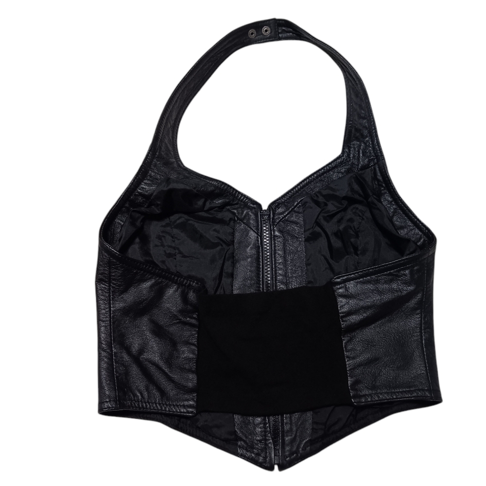 WILSONS LEATHER MAXIMA Halter Top Women's Size Small Cropped Zip Front Biker